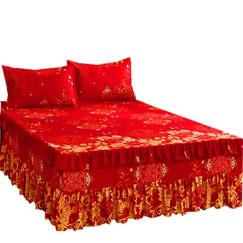 1Pcs Bed Sheet Lace Skirt Elastic Fitted Double Bedspread With Pillowcases Mattress Cover Bedding Set Elastic King Size Bedsheet