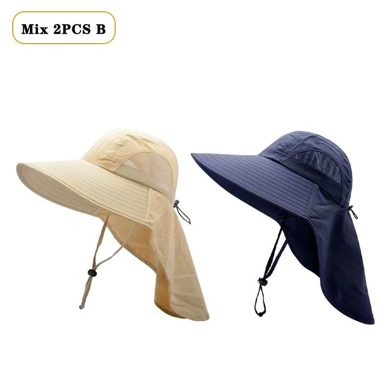 1/2/4PCS Summer Waterproof Fisherman HatOutdoor Hiking Fishing Sun Protection Hat Cycling Big Eave Neck Protection Sun Hat