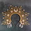 Golden Halo Headband Crown Hair Accessory Women Wedding Party Cosplay Festival Boho Chic Hairpiece