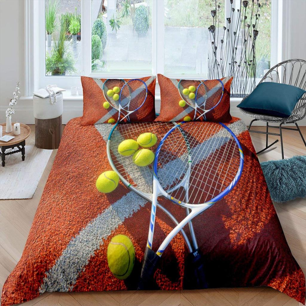 Tennis Ball Duvet Cover Set Sports Game Themed Bedding Set Twin Size For Boys Teens Adult Tennis Racket Ball Comforter Cover