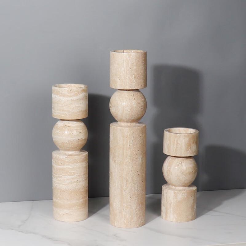 abay Minimalist Travertine Style Candlestick