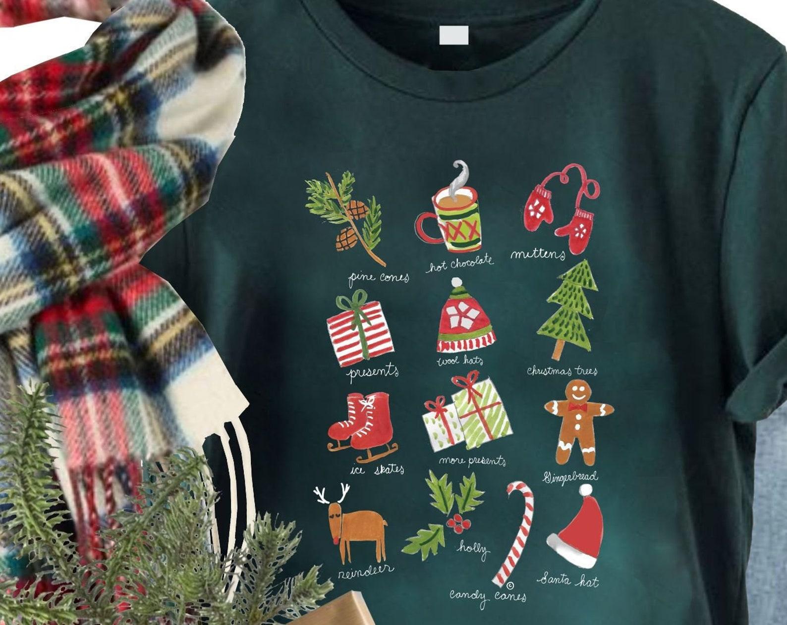 My Favorite Things Christmas T-Shirt, Holiday Graphic Tee S