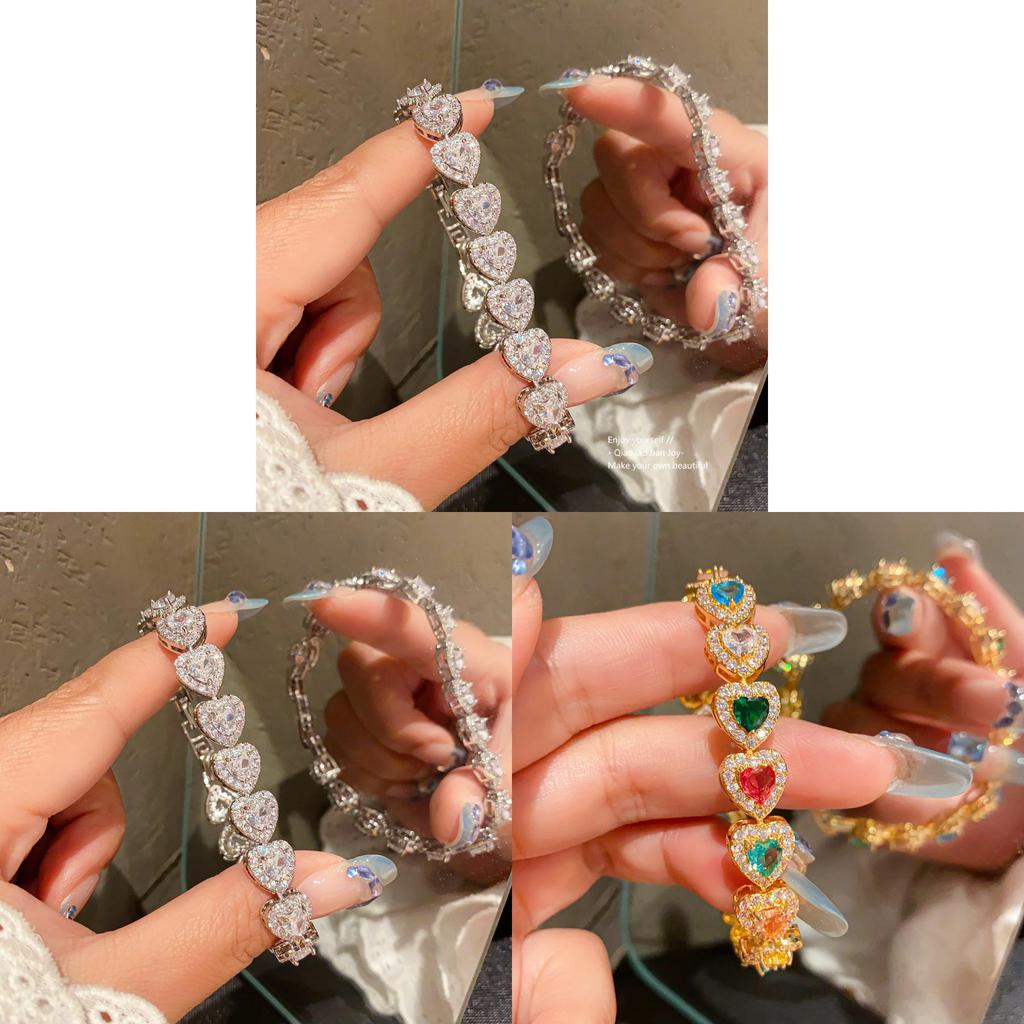 Vintage Silber Herzform Handkette Mit Zirkonia Für Damen Mode