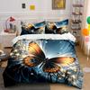Luxury Metallic Golden Butterfly Bedding SetGlowing Blue Light Fantasy Butterfly Print Duvet Cover1 Duvet Cover+2 Pillowcases