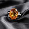 Silver inlaid luxury yellow zircon women's ring elegant fashion versatile ring jewelry