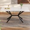 Coffee Table White Extendable Dining 120/160x80cm, Black Metal Legs, Room Rectangular Table, Suitable for 4 To 6 People