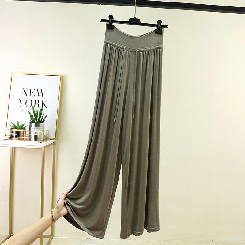 Modal High-Waisted Wide-Leg Drawstring Pants - Plus Size, Casual, Versatile, Slimming, Spring/Summer. XL