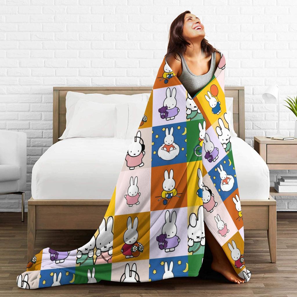 M-Miffys Cute Rabbit Print Blanket For Men Women Ultra Soft  Throw Blankets for Living Room 50x60 Inches Multi-size