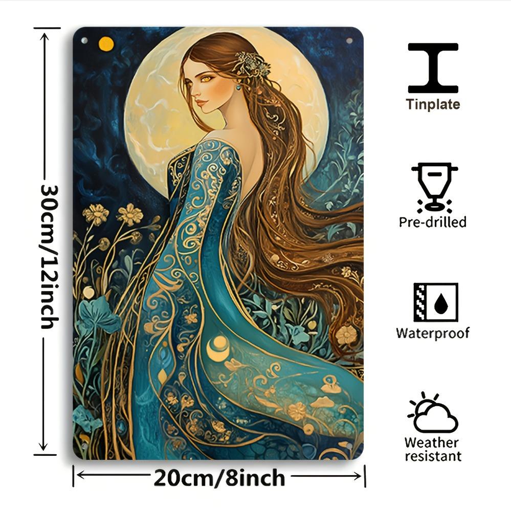 Elegant Blue Floral Celestial Art Poster x Inch Wall Decor for Living Room Bedroom Office