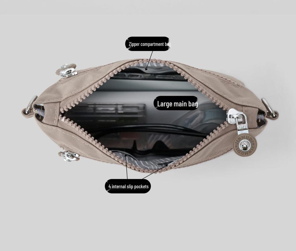 2026 Frühling Damen Wasserdichte Nylon Schultertasche Crossbody Tasche mit Münzfach mit mehreren Fächern