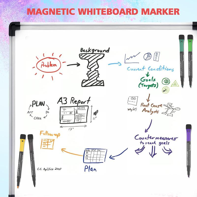 Fine Tip Magnetic Dry Erase Markers 12 Count Colorful Fine Point 2mm Whiteboard Markers with Erasers Cap for School Office