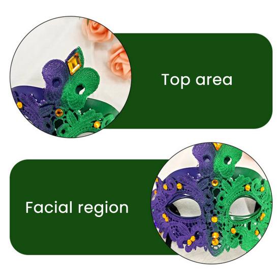 Mardi Gras Mask with Rhinestones Half Face Carnival Mask Sequins Tassel Masquerade Party Mask