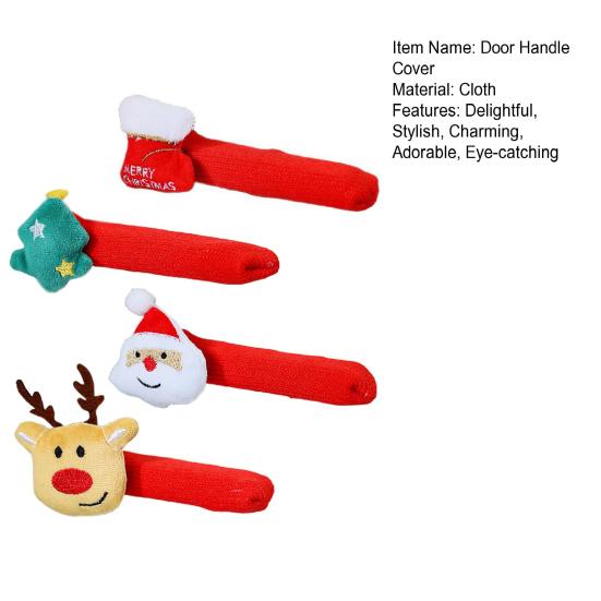 Christmas Door Handle Covers Santa/Christmas Tree/Snowman/Reindeer Door Knob Protectors for Winter Christmas Kitchen Bathroom Home Decor