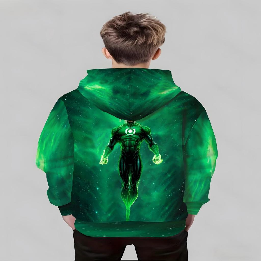 New 3D Printed Pattern Hoodie for Boys, Casual Round Neck Short Sleeved, Comfortable and Fashionable Street Long Sleeved Children's Hoodie