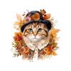 QT2185#15cm Adorable Gato con Sombrero Rodeado de Flores Pegatina para Coche, Adecuada para Portátil, Coche, Camión, Furgoneta, SUV, Motocicleta, Parachoques, Ventana