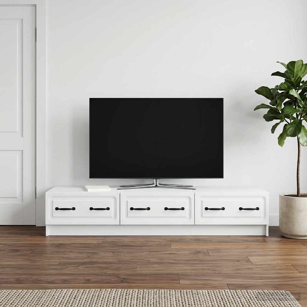TV Cabinet with Drawers White 147 X 34.5 X 27 Cm Engineered Wood
