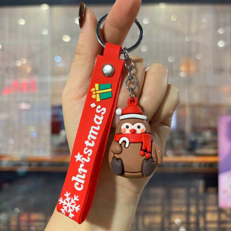 New Christmas Cartoon Keychain Bag Pendant Exquisite Santa Claus Car Keychain Small Gift