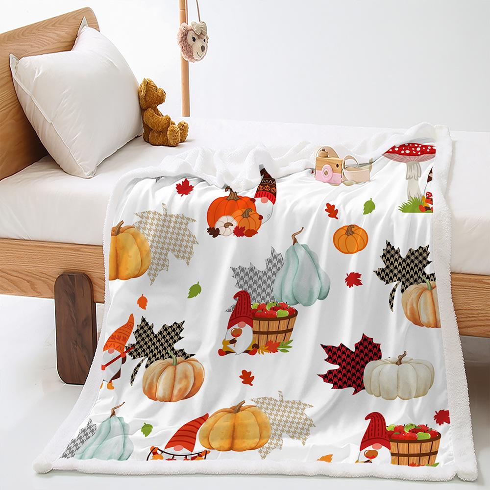 Blanket 2D Digital Printed Lamb Fleece Crystal Fleece Pumpkin Fox Blanket Cover Blanket