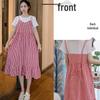 2025 Celebrity-Inspired Maternity Summer Two-Piece Patchwork Dress - Short Sleeve, Mid-Length, Loose Fit