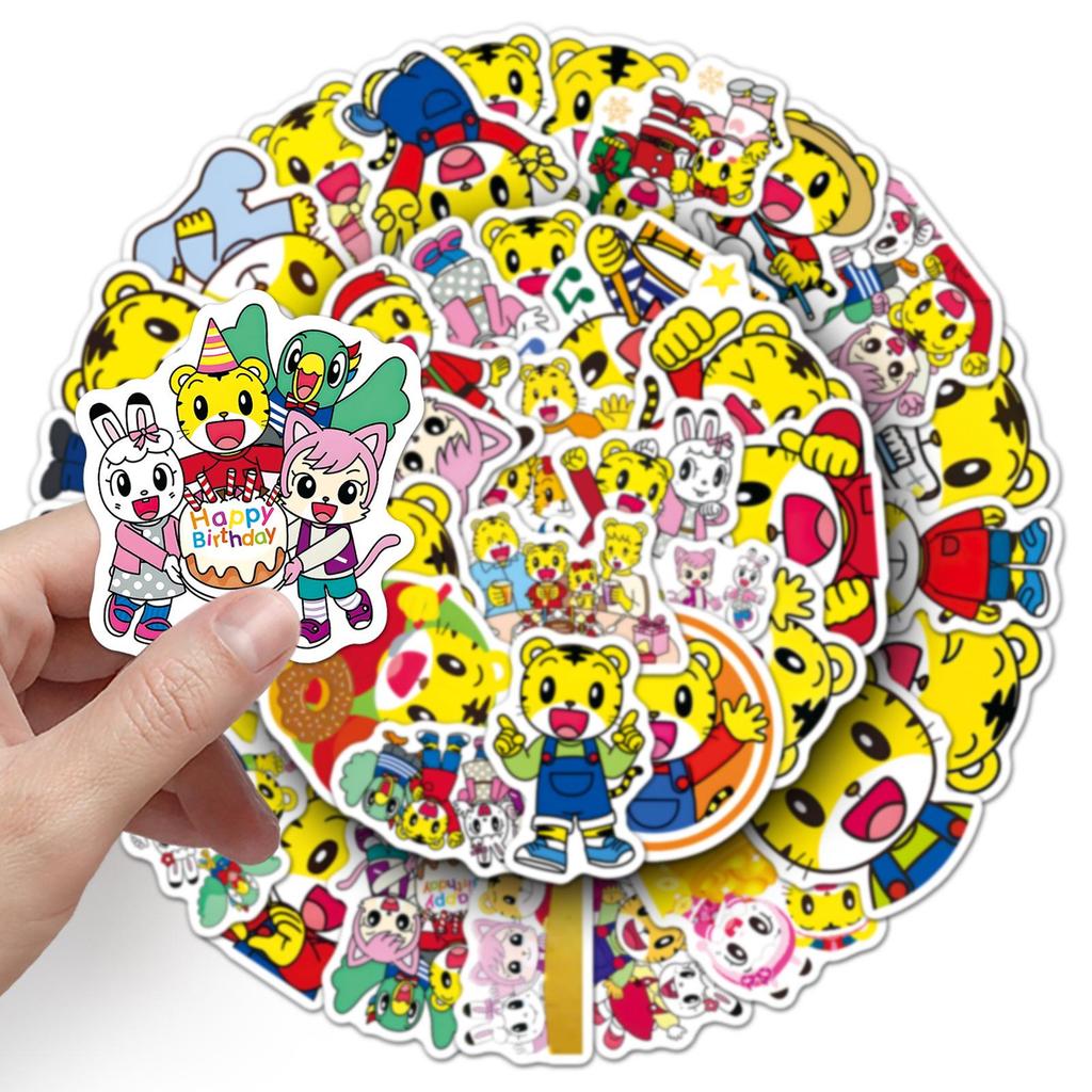 Qiaohu Cartoon Stickers: 50 Cute Waterproof Decorative Stickers for Storage Boxes, Helmets, Diaries, and Earphones.
