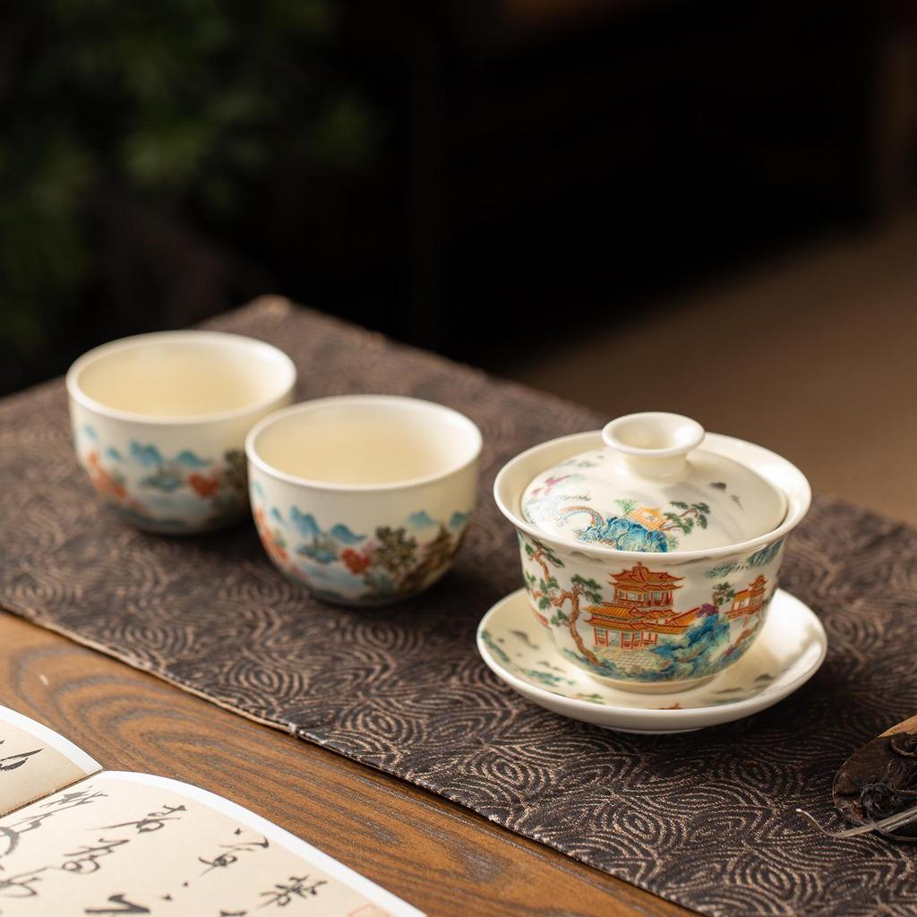 Gaiwan Teacup & Master Kung Fu Tea Set - Palace Museum Inspired Ceramic Collection