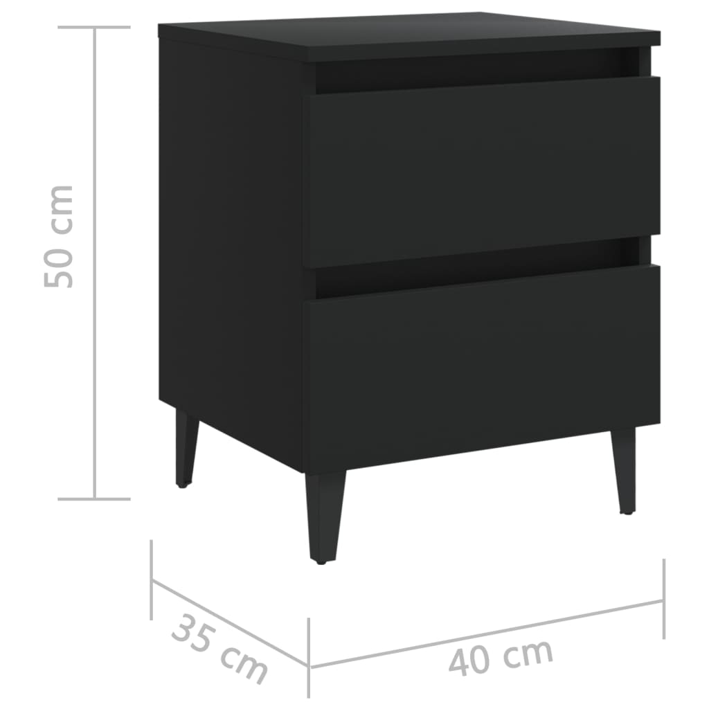 Nightstand Black 40 x 35 x 50 cm Particleboard