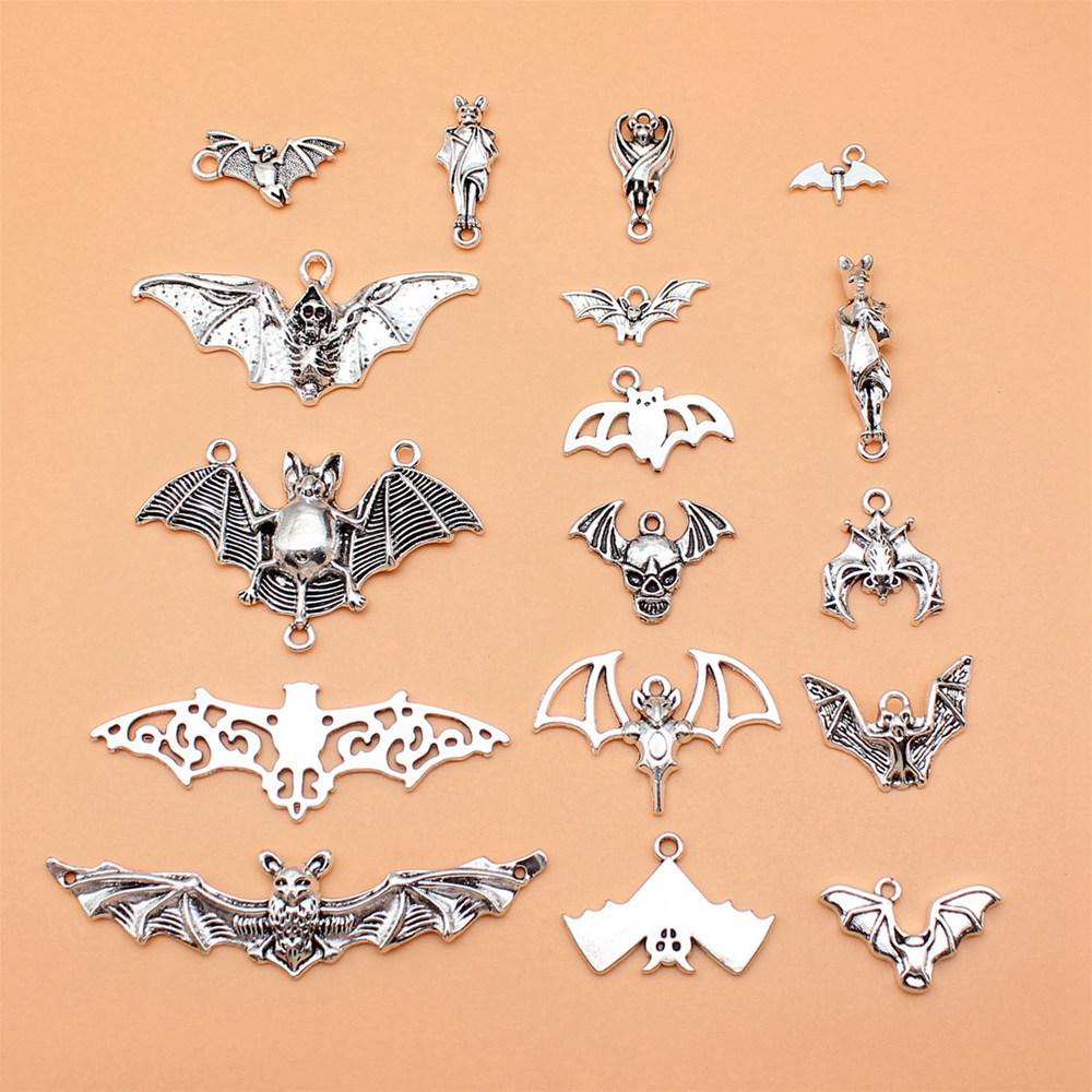 Halloween Theme Charms Silver Color Alloy Pendants For Gothic Holiday Jewelry Making