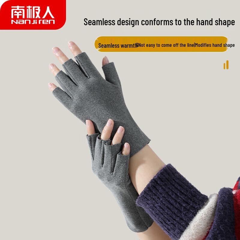 Nanjiren Women's Winter Half-Finger Gloves