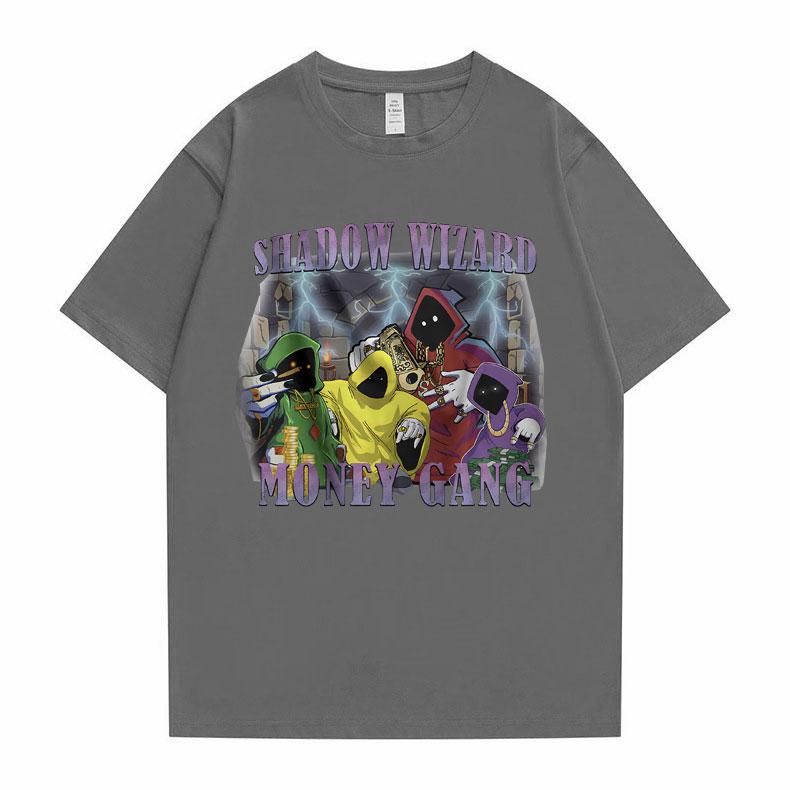 Shadow Wizard Money Gang Funny Meme Print Tshirt Men Casual 100 Cotton Oversized T Shirts Mens Vintage Tshirt Short Sleeve