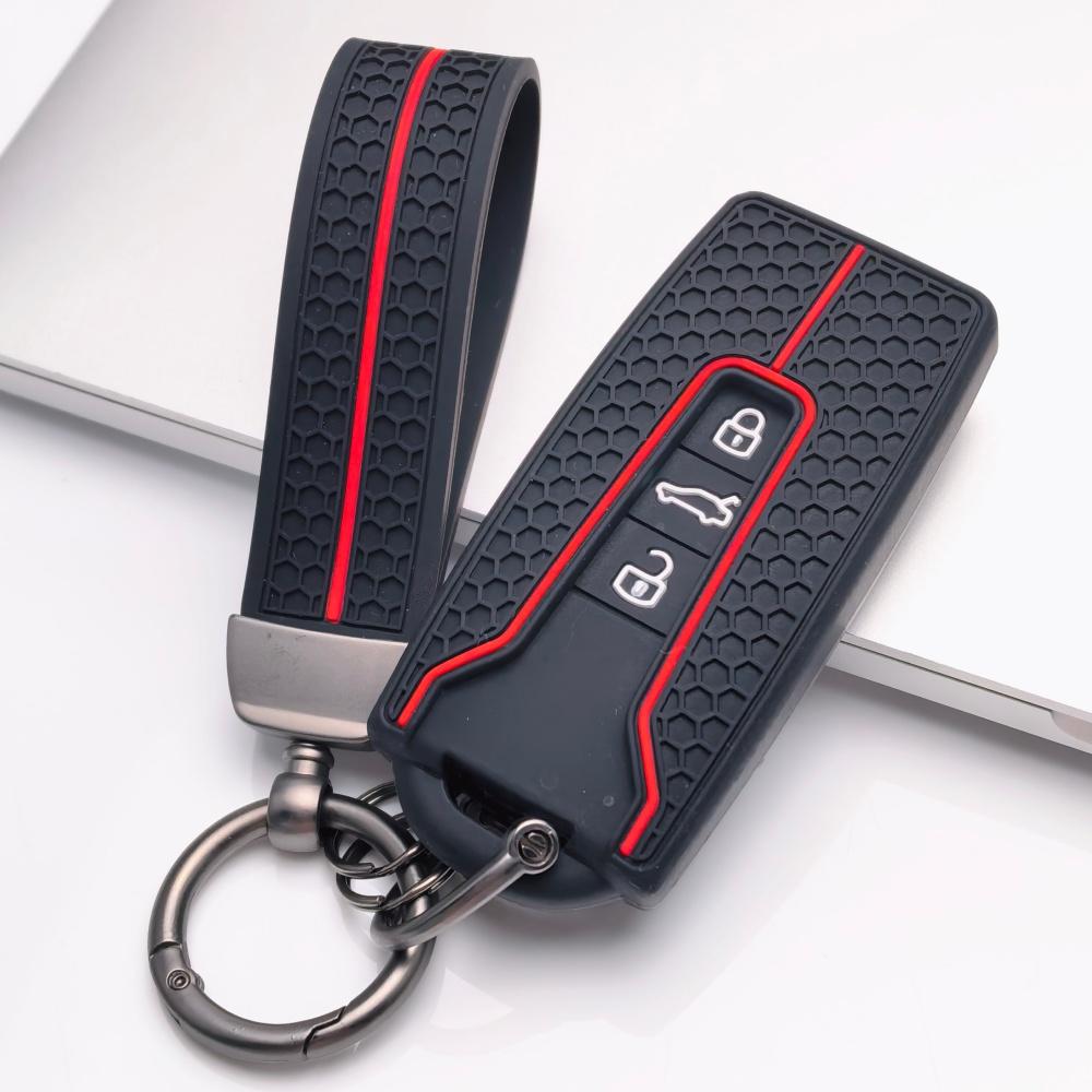 3 Button Silicone Key Fob Cover with keychain for VW Golf 8 ID.3 ID.4 ID.6 Lamando L Tiguan Teramont Talagon, Fits VW Golf Tiguan Passat Octavia