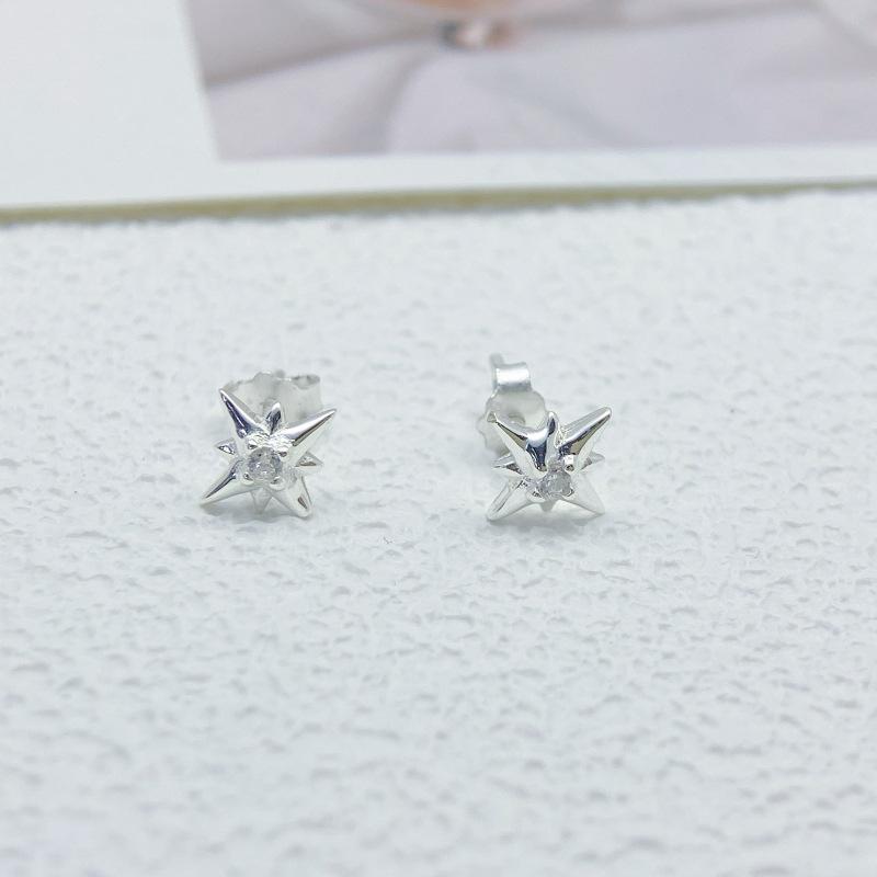 Starburst S925 Sterling Silver  Cubic Zirconia Earrings for Women - Simple Luxury Ear Studs 925 Silver