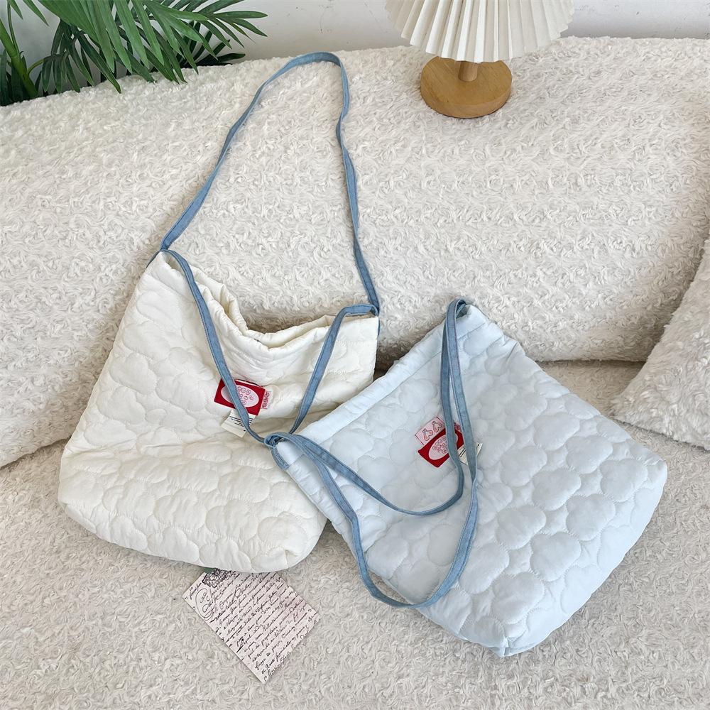 New quilted padded one-shoulder crossbody schoolbag for student women, practical large-capacity one-shoulder bag for women