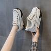 Dad shoes leather surface burst autumn women 2025 new retro lightweight inner height increase casual sports shoes platform single shoes