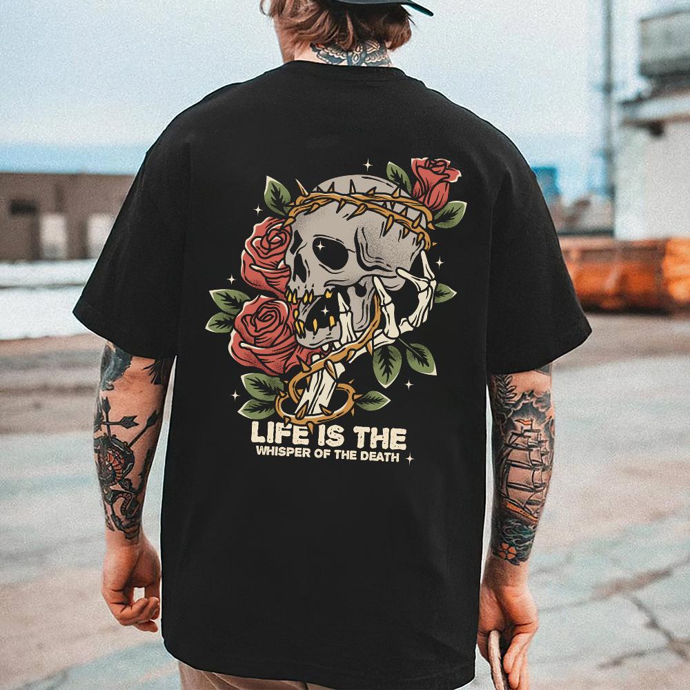 Comfortable season Bedrukt T-shirt Voor Mannen Casual Ronde Hals Zwart Korte Mouw Hip Hop Trend Harajuku Vintage Kleding Zomerlosse Tops XL