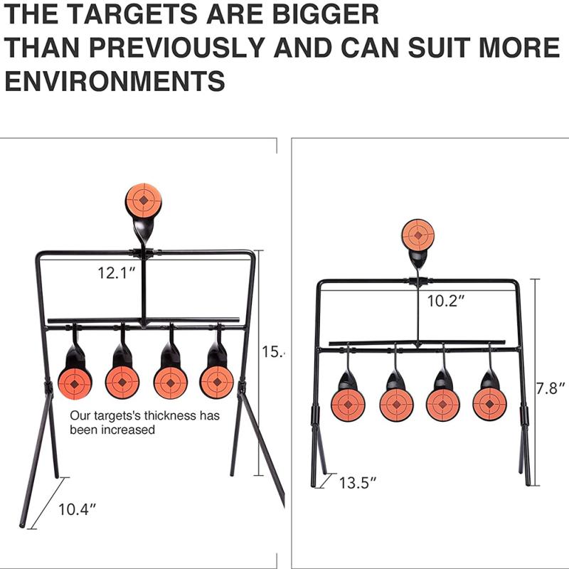 5 Ziele, selbstrückstellend, rotierender Luftbrenner, Gewehrschießen, Metallziel-Set zum Üben/Spielen