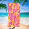 Colorful Giraffe Pattern Beach Towel Pink Background With Orange And Yellow Giraffes Fun  Sand Free Towel For Summer
