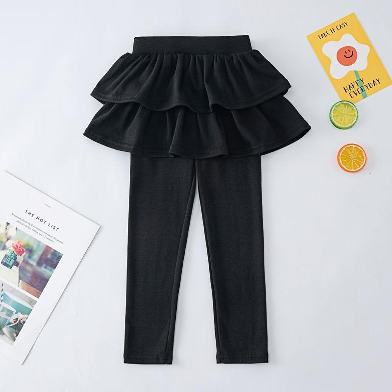 Leggings para Meninas Estilos Primavera e Outono Calça-saia Infantil Falsa de Duas Peças Usar Calça Saia Elástica para Meninas para Usar ao Ar Livre