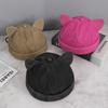 Koreanische süße Katzenohren Retro-Wasch-Old-Beanie Vermieterhut für Männer und Frauen Outdoor-Freizeit-Sonnenschutz All-Match
