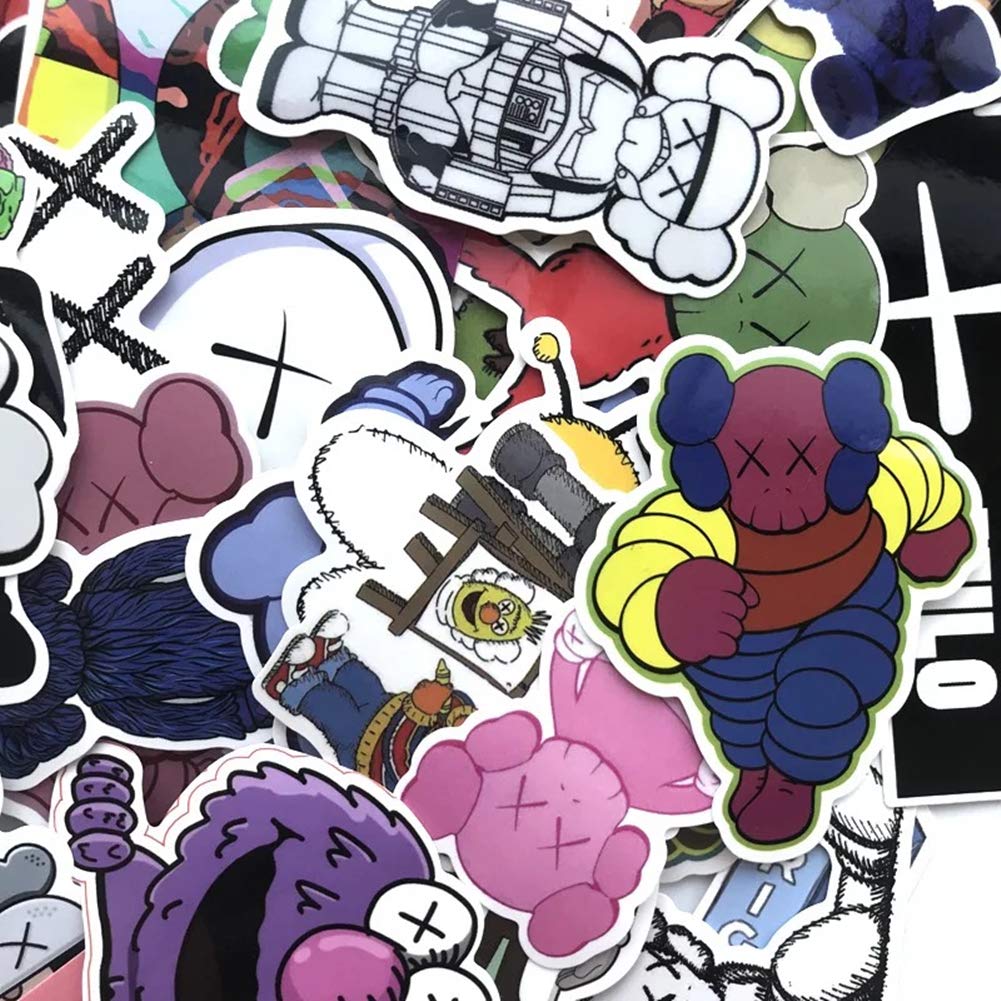 64 Pieces KAWS Comic Waterproof Sticker Set Suitcase Stickers for