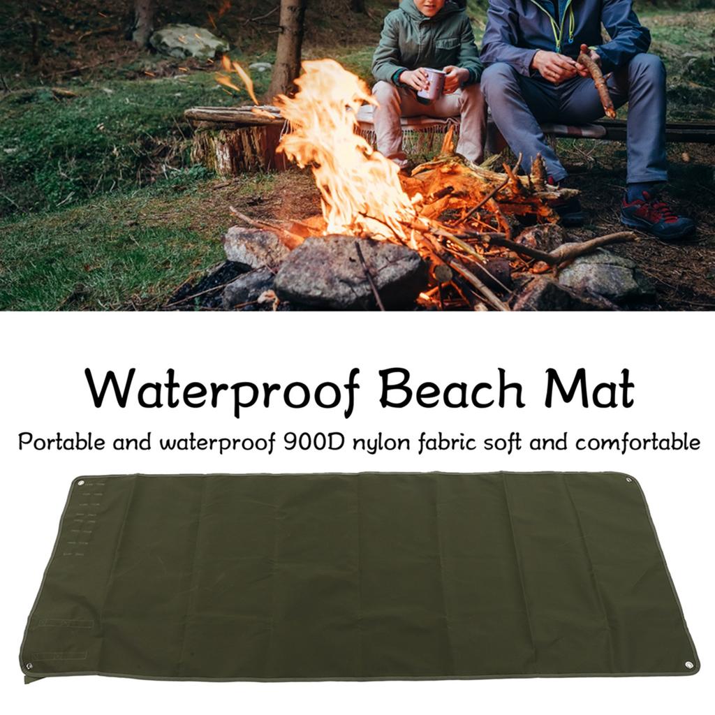 Beach Mat Portable 900D Nylon Fabric Metal Holes Soft Comfortable Picnic Blankets for Camping