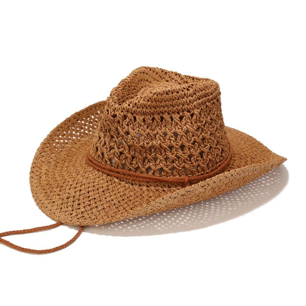 Hollow Cowboy Hat Handmade Sun Protection Hat Fashion Straw Hat