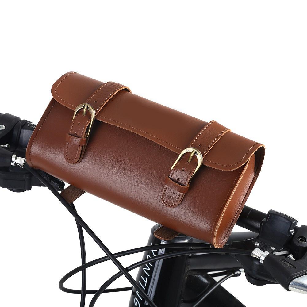 B Retro, Lther Front Frame Bag bike handlebar bag Artificial hdlight for Bike Pouch Cycling Accessory