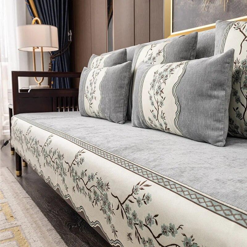 White Lace Sofa Towel Cushion Luxury Chinese Style Embroidery Non Slip Sofa Cover Living Room Couch Cover Slipcover Home Decor