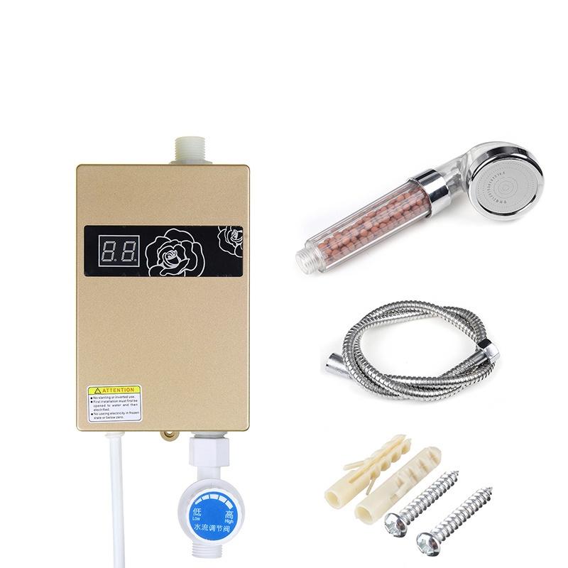 220V 300W Universal Electric Water Heater Instant Tankless Water Heater 3KW Temperature Display Heating Shower + Nozzle