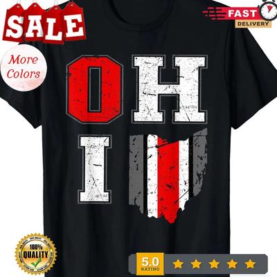 Ohio State Buckeye Map T-Shirt - Vintage Ohio State Buckeye Logo, Casual Short-S