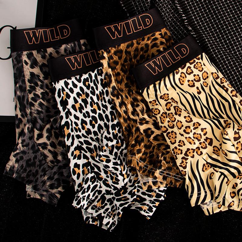 Men's Light Luxury Ice Silk Leopard Print Boxer Briefs - Silky, Smooth, and Breathable for Spring/Summer