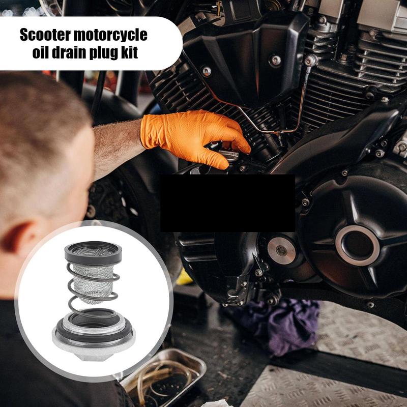 Scooter Oil Drain Plug Engine Sump Screw Plug With Spring Filter Scooter Accessories For Scooter Replacement Parts