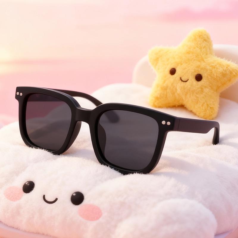 Silicone Soft Polarized UV Protection Children's Sunglasses - Studded Square Frame for Boys & Girls, Trendy Baby Eye Protection for Outings