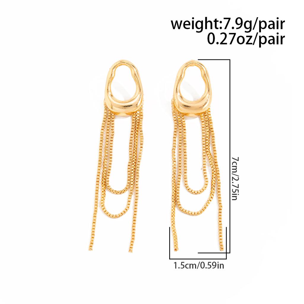 SHIXIN Vintage Gold Color Tassel Chain Drop Earrings Women Elegant Irregular Geometric Pendant Earring Party Jewelry Accessories