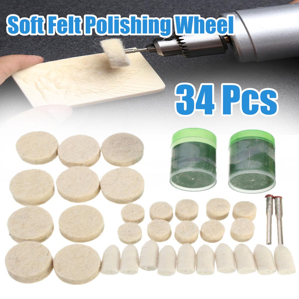 34pcs 1/8 Inch Wool Polishing Buffing Polish Wheel Kit for Dremel 34pcs 1/8 Inch Wool Polishing Buffing Polish Wheel Kit for Dremel